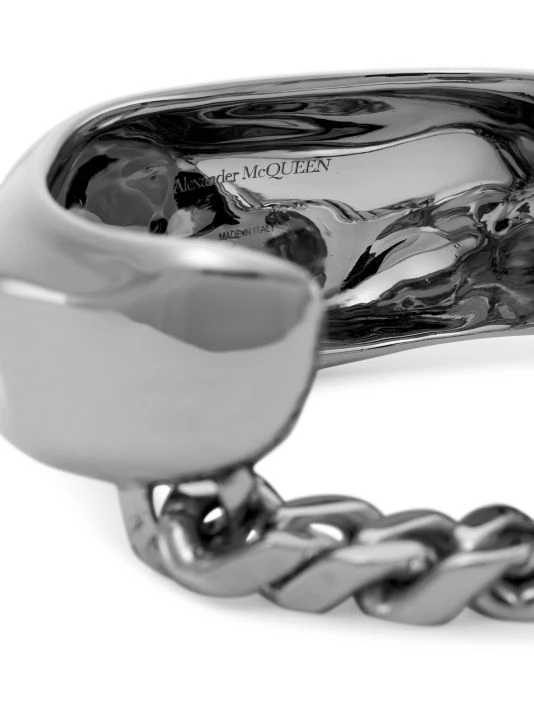 Alexander McQueen Silvertone Crushed-Chain Cuff 4 Alexander McQueen Silvertone Crushed-Chain Cuff - Image 4