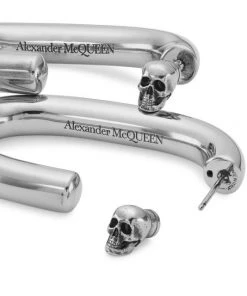 Alexander McQueen Antique Silvertone Hoop Earrings -Alexander McQueen Elegant store unnamed file 2002