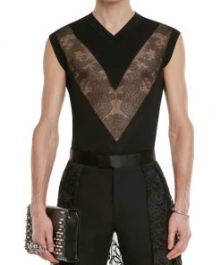 Alexander McQueen Lace Appliqué Cotton Tank For Men -Alexander McQueen Elegant store unnamed file 2012