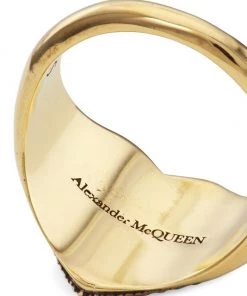 Alexander McQueen Antique Goldtone & Crystal Heart Ring -Alexander McQueen Elegant store unnamed file 2017