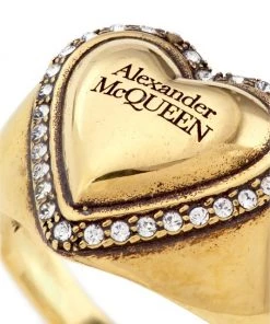 Alexander McQueen Antique Goldtone & Crystal Heart Ring -Alexander McQueen Elegant store unnamed file 2018