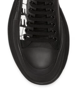 Alexander McQueen Leather Lace-Up Sneakers For Men White Black -Alexander McQueen Elegant store unnamed file 2033