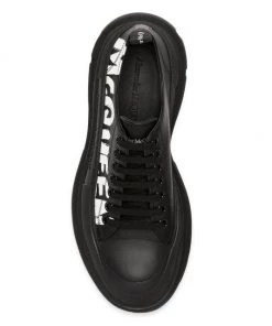 Alexander McQueen Leather Lace-Up Sneakers For Men White Black -Alexander McQueen Elegant store unnamed file 2034