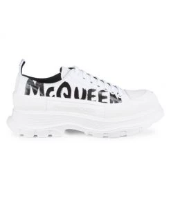 Alexander McQueen Leather Lace-Up Sneakers For Men White Black -Alexander McQueen Elegant store unnamed file 2037