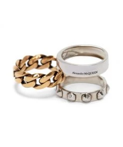 Alexander McQueen Punk Two-Tone Convertible Ring -Alexander McQueen Elegant store unnamed file 206