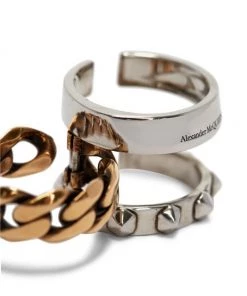 Alexander McQueen Punk Two-Tone Convertible Ring -Alexander McQueen Elegant store unnamed file 207