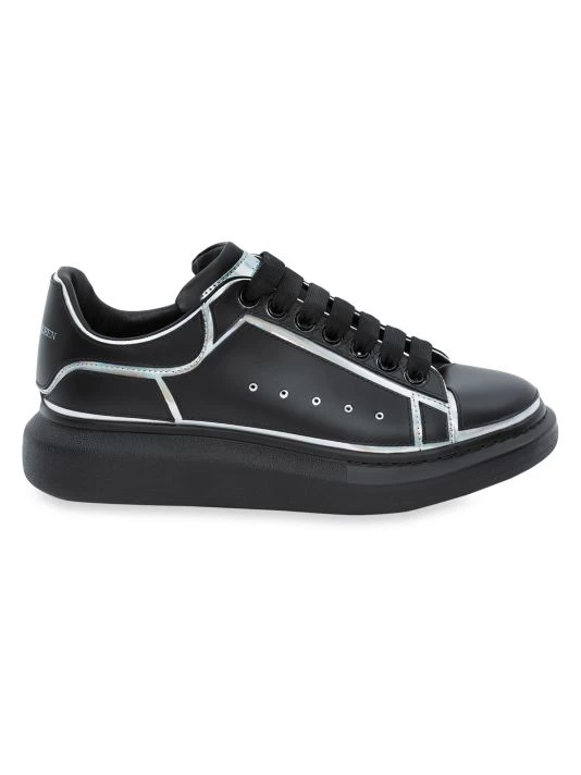 Alexander McQueen Leather Oversized Sneakers For Men Black Silver 3 Alexander McQueen Leather Oversized Sneakers For Men Black Silver - Image 3