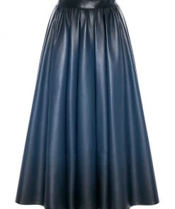 Alexander McQueen Leather Pleated Midi-Skirt
