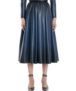 Alexander McQueen Leather Pleated Midi-Skirt -Alexander McQueen Elegant store unnamed file 2081