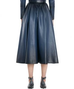 Alexander McQueen Leather Pleated Midi-Skirt -Alexander McQueen Elegant store unnamed file 2083