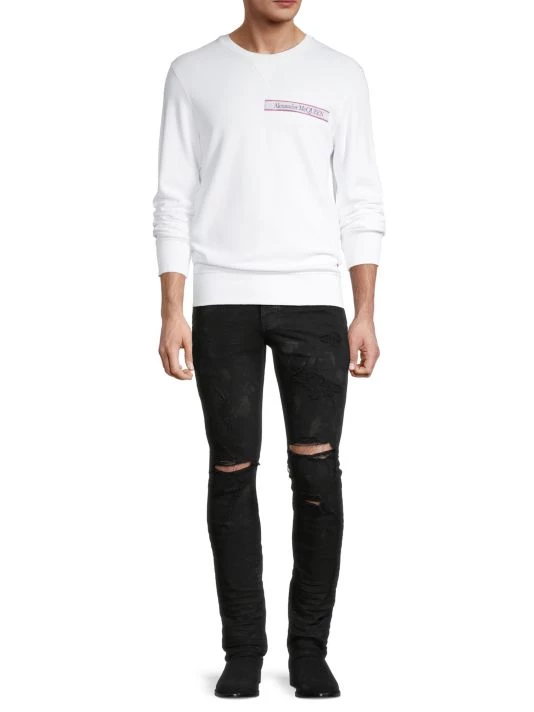 Alexander McQueen Logo Tape Sweatshirt For Men Bold Blue 2 Alexander McQueen Logo Tape Sweatshirt For Men Bold Blue - Image 2