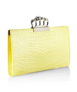 Alexander McQueen Skull Four-Ring Croc-Embossed Leather Clutch -Alexander McQueen Elegant store unnamed file 2098