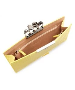 Alexander McQueen Skull Four-Ring Croc-Embossed Leather Clutch -Alexander McQueen Elegant store unnamed file 2099