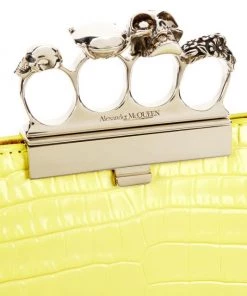 Alexander McQueen Skull Four-Ring Croc-Embossed Leather Clutch -Alexander McQueen Elegant store unnamed file 2100