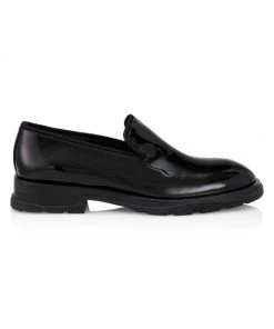 Alexander McQueen Patent Leather Rubber Sole Loafers For Men