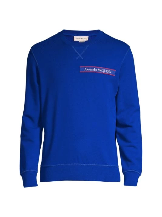 Alexander McQueen Logo Tape Sweatshirt For Men Bold Blue 4 Alexander McQueen Logo Tape Sweatshirt For Men Bold Blue - Image 4