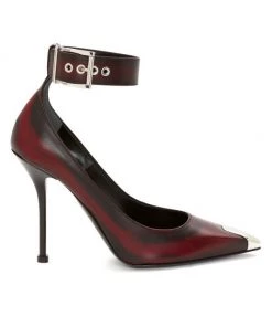 Alexander McQueen Painted Leather Buckle-Strap Pumps