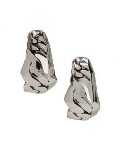 Alexander McQueen Silvertone Crushed-Chain Hoop Earrings