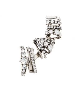 Alexander McQueen Silvertone & Crystal Multi-Hoop Ear Cuff - Left