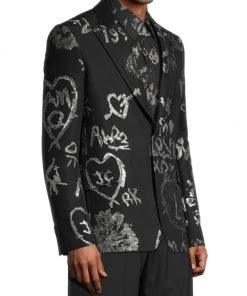 Alexander McQueen Doodle Peak Rever Wool Jacket For Men -Alexander McQueen Elegant store unnamed file 2160