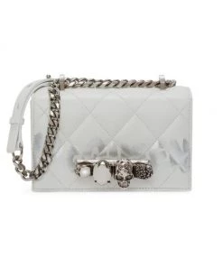 Alexander McQueen Mini Quilted Leather Jewelled Satchel