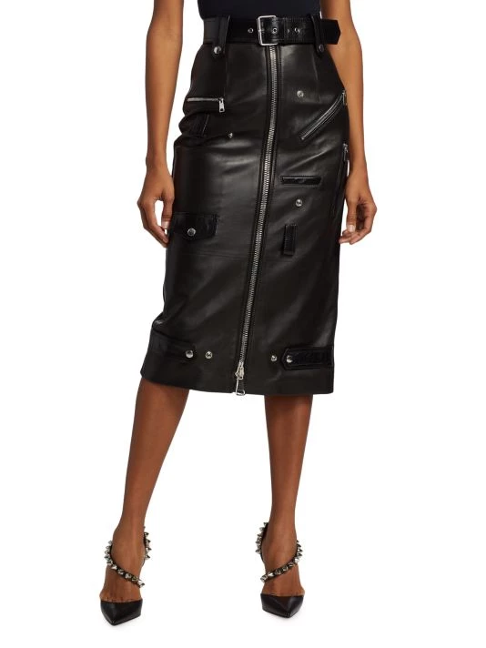 Alexander McQueen Belted Lamb Leather Pencil Skirt 2 Alexander McQueen Belted Lamb Leather Pencil Skirt - Image 2