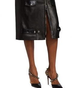 Alexander McQueen Belted Lamb Leather Pencil Skirt 10 Alexander McQueen Belted Lamb Leather Pencil Skirt -Alexander McQueen Elegant store unnamed file 2173