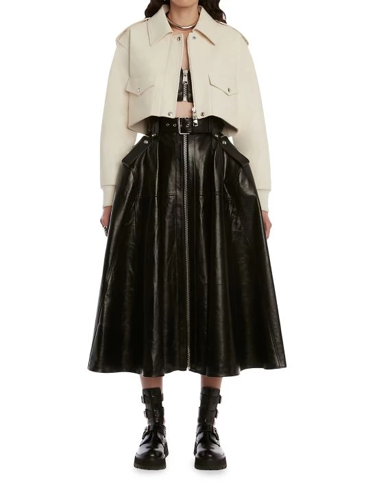 Alexander McQueen Cropped Lamb Leather Jacket Ivory 2 Alexander McQueen Cropped Lamb Leather Jacket Ivory - Image 2