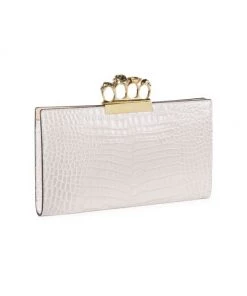 Alexander McQueen Skull Four-Ring Croc-Embossed Clutch -Alexander McQueen Elegant store unnamed file 2217