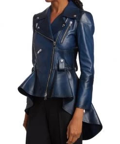 Alexander McQueen Asymmetric Peplum Lambskin Jacket -Alexander McQueen Elegant store unnamed file 2251