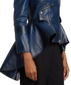 Alexander McQueen Asymmetric Peplum Lambskin Jacket -Alexander McQueen Elegant store unnamed file 2253