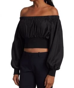 Alexander McQueen Cropped Off-The-Shoulder Top -Alexander McQueen Elegant store unnamed file 2257