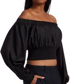 Alexander McQueen Cropped Off-The-Shoulder Top -Alexander McQueen Elegant store unnamed file 2259