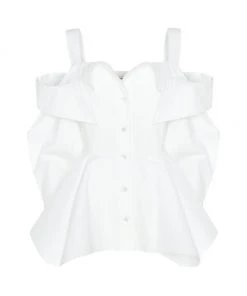 Alexander McQueen Cotton Deconstructed Peplum Top