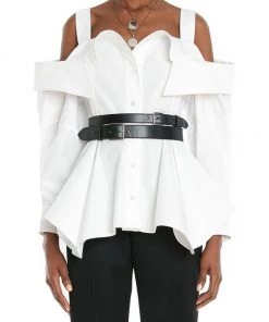 Alexander McQueen Cotton Deconstructed Peplum Top -Alexander McQueen Elegant store unnamed file 2286