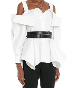 Alexander McQueen Cotton Deconstructed Peplum Top -Alexander McQueen Elegant store unnamed file 2287
