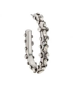 Alexander McQueen Silvertone & Crystal Oval Hoop Earring