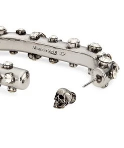 Alexander McQueen Silvertone & Crystal Oval Hoop Earring -Alexander McQueen Elegant store unnamed file 2311