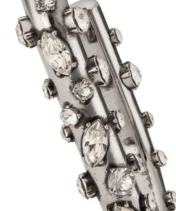 Alexander McQueen Silvertone & Crystal Oval Hoop Earring -Alexander McQueen Elegant store unnamed file 2312