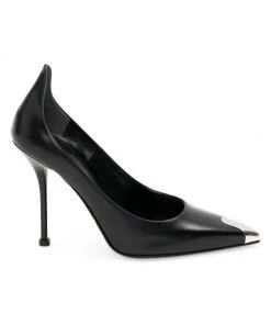 Alexander McQueen Leather Point-Toe Pumps Pop Yellow