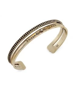 Alexander McQueen Twin Skull Goldtone & Crystal Pearl Bracelet Cuff