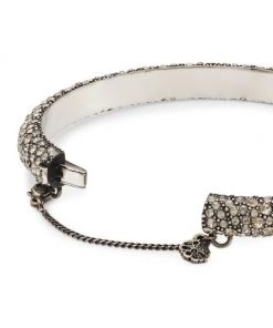 Alexander McQueen Antique Silver-Plated Crystal Bangle Bracelet -Alexander McQueen Elegant store unnamed file 233