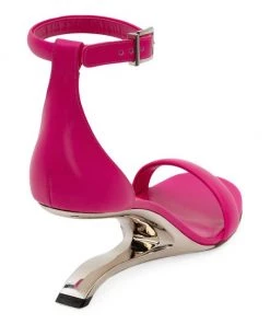 Alexander McQueen Leather Sculptural-Heel Sandals Ivory Silver -Alexander McQueen Elegant store unnamed file 2363