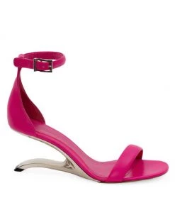 Alexander McQueen Leather Sculptural-Heel Sandals Ivory Silver -Alexander McQueen Elegant store unnamed file 2366