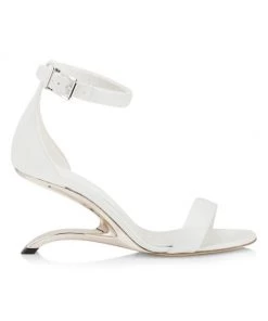 Alexander McQueen Leather Sculptural-Heel Sandals Ivory Silver -Alexander McQueen Elegant store unnamed file 2367