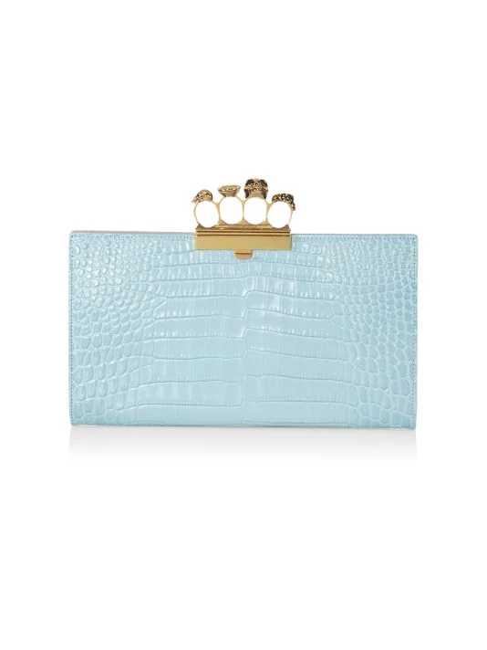 Alexander McQueen Four-Ring Croc-Embossed Leather Pouch 1 Alexander McQueen Four-Ring Croc-Embossed Leather Pouch