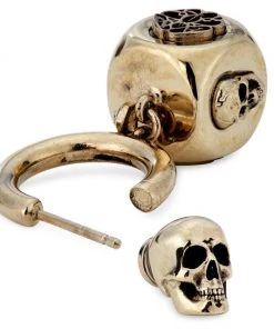 Alexander McQueen Dice Signat Goldtone & Crystal Pearl Huggie Earrings -Alexander McQueen Elegant store unnamed file 2378