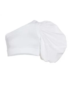 Alexander McQueen Cropped One-Shoulder Puff-Sleeve Top Black -Alexander McQueen Elegant store unnamed file 2381