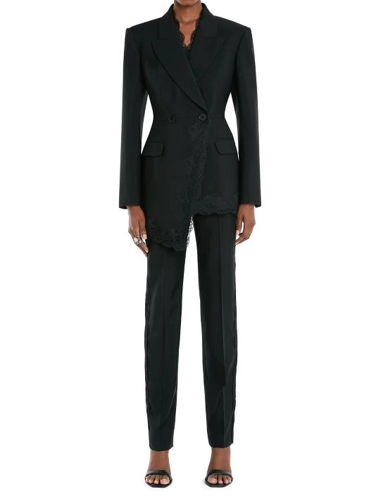 Alexander McQueen Lace-Trim One-Button Blazer 2 Alexander McQueen Lace-Trim One-Button Blazer - Image 2