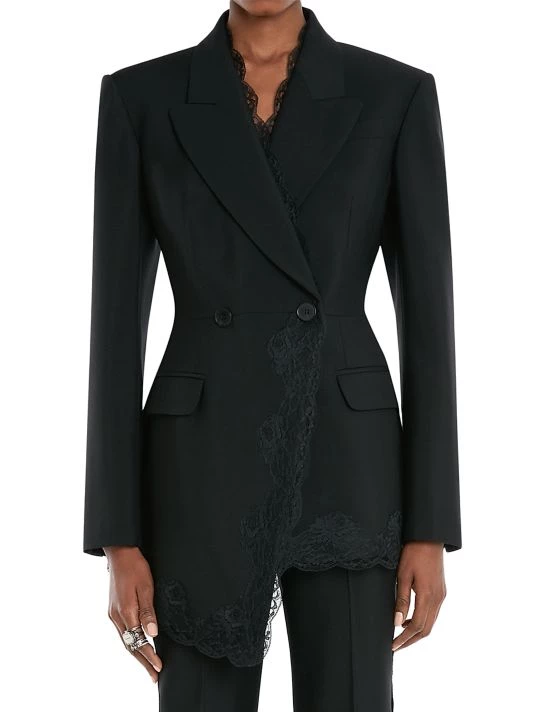 Alexander McQueen Lace-Trim One-Button Blazer 3 Alexander McQueen Lace-Trim One-Button Blazer - Image 3